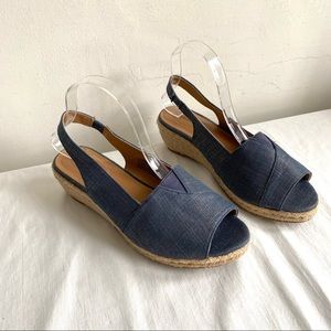 Comfortview Luann Denim & Jute Wedge Sling Back Sandals 8 1/2 W